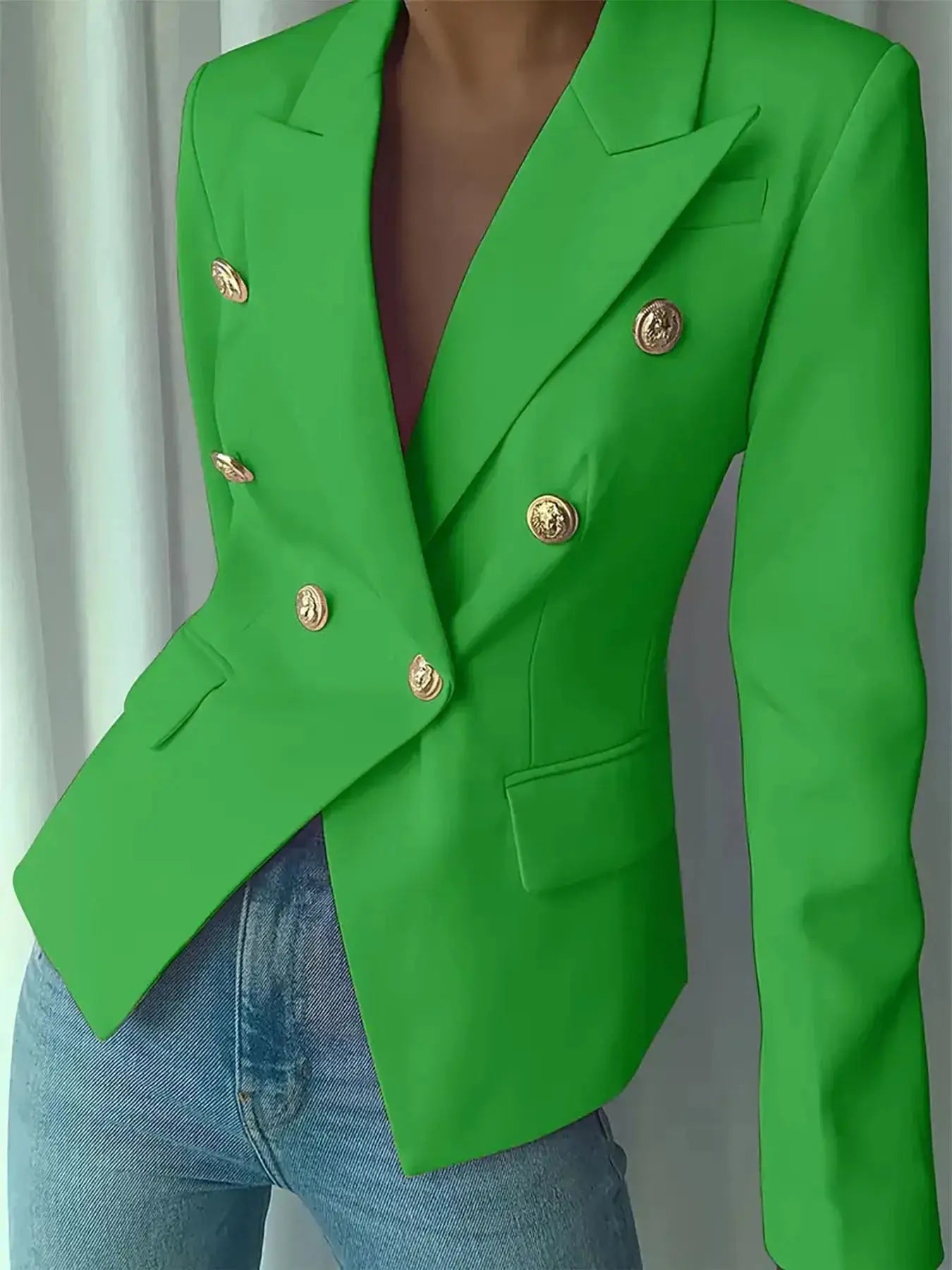 Decor Button Lapel Collar Blazer - Charmdeals