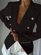 Decor Button Lapel Collar Blazer - Charmdeals