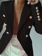 Decor Button Lapel Collar Blazer - Charmdeals
