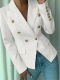 Decor Button Lapel Collar Blazer - Charmdeals