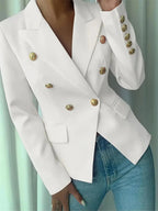 Decor Button Lapel Collar Blazer - Charmdeals