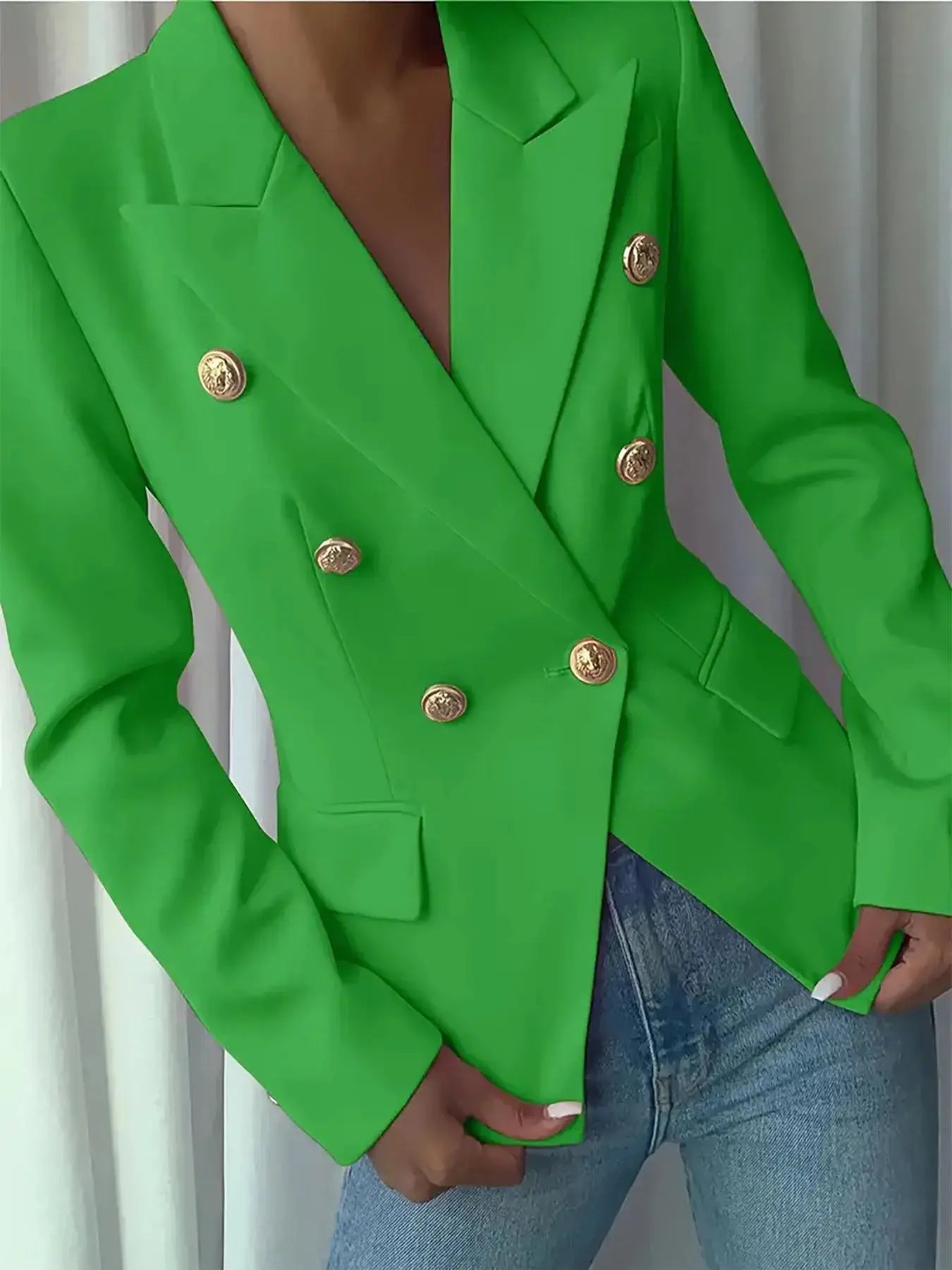Decor Button Lapel Collar Blazer - Charmdeals
