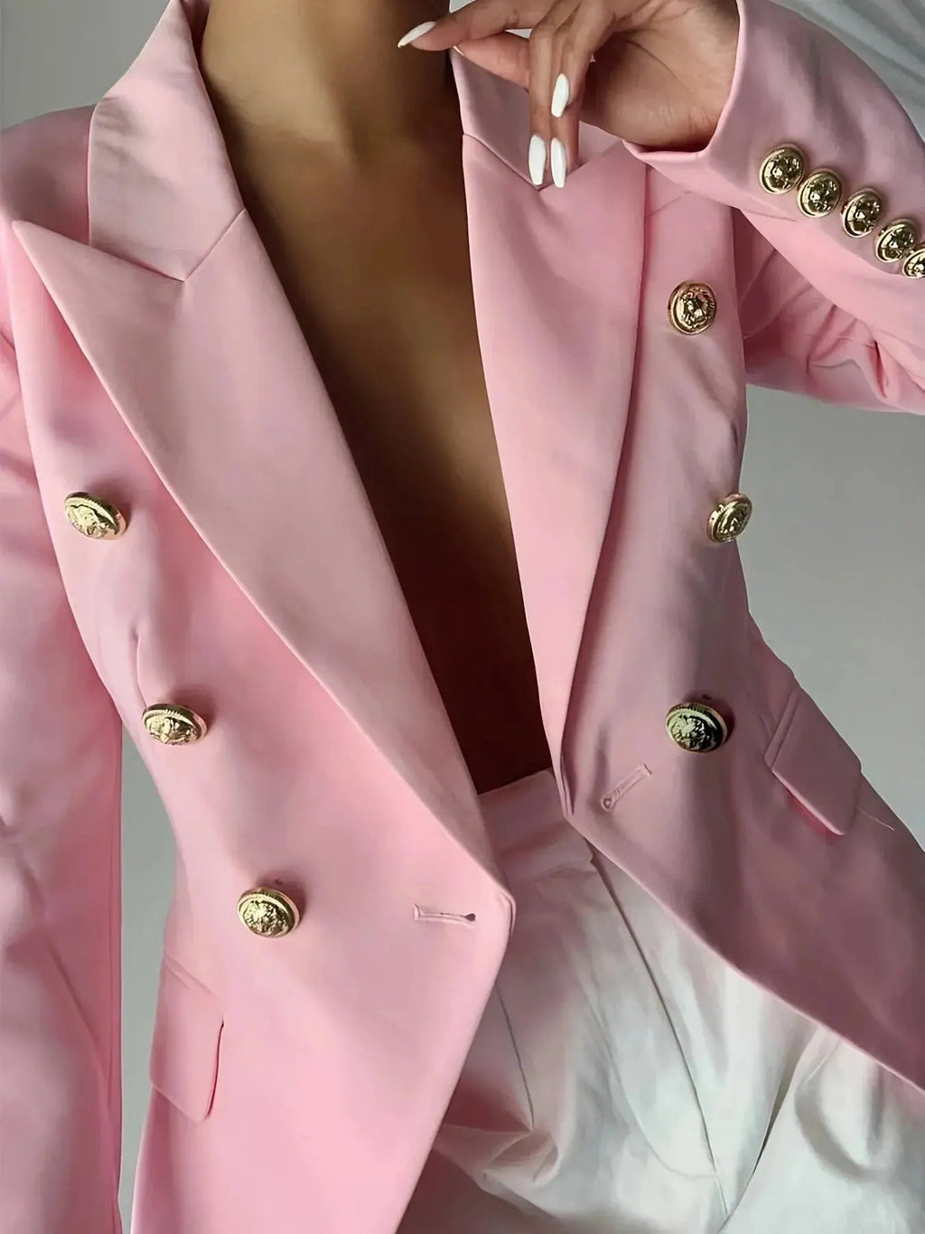 Decor Button Lapel Collar Blazer - Charmdeals