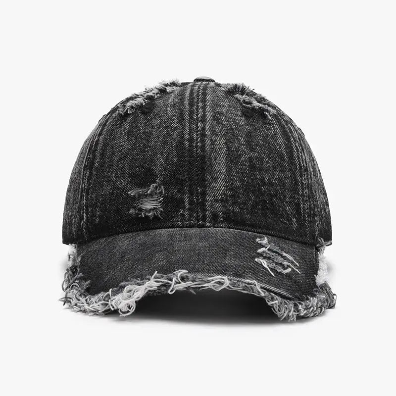 Distressed Cotton Adjustable Baseball Cap - Charmdeals