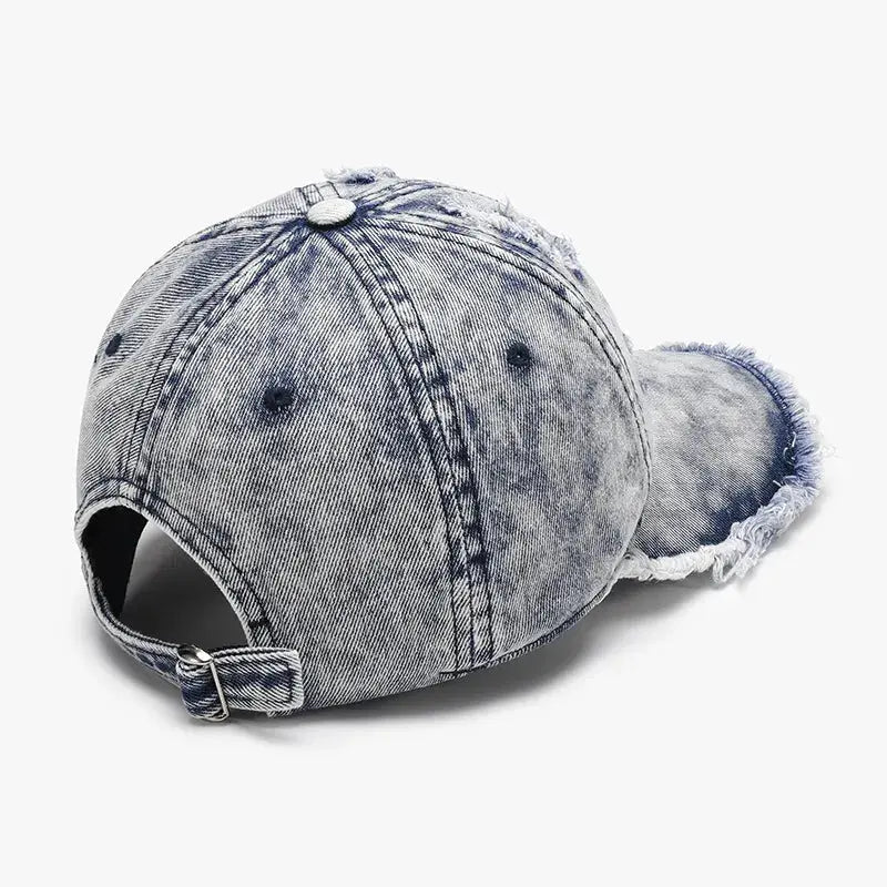 Distressed Cotton Adjustable Baseball Cap - Charmdeals