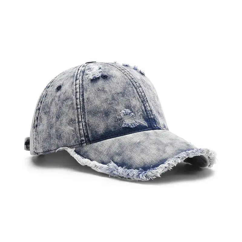 Distressed Cotton Adjustable Baseball Cap - Charmdeals
