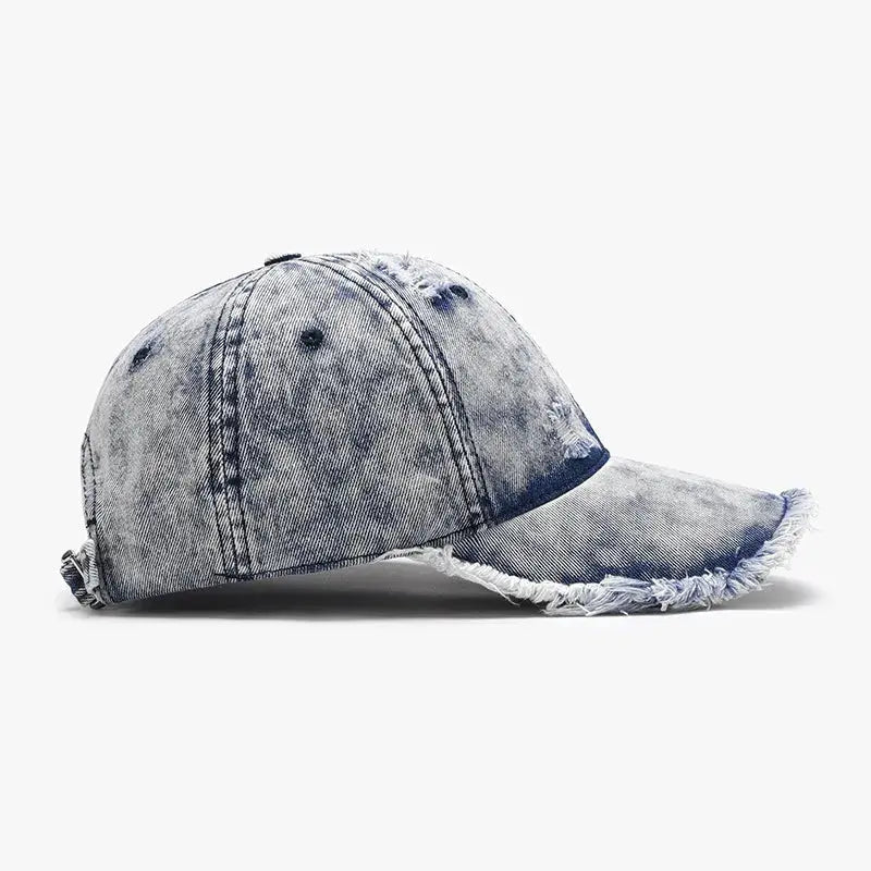 Distressed Cotton Adjustable Baseball Cap - Charmdeals
