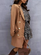Double - Breasted Belted Blazer Dress - Charmdeals
