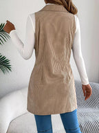 Double - Breasted Long Vest Coat - Charmdeals