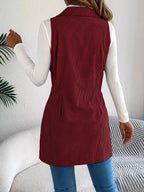 Double - Breasted Long Vest Coat - Charmdeals