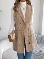 Double - Breasted Long Vest Coat - Charmdeals