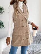 Double - Breasted Long Vest Coat - Charmdeals