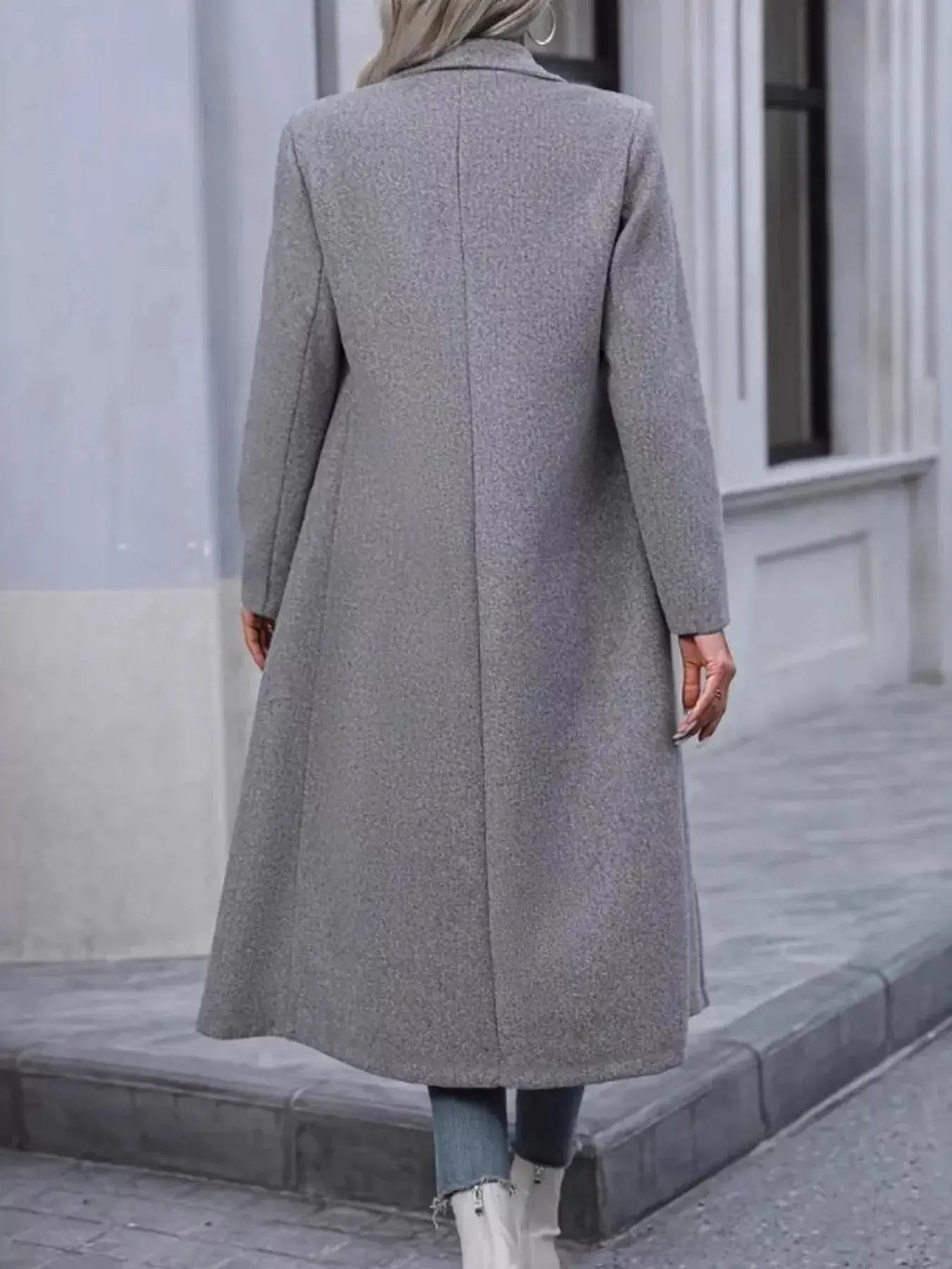 Double - Breasted Longline Overcoat - Charmdeals