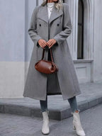 Double - Breasted Longline Overcoat - Charmdeals
