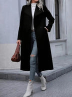 Double - Breasted Longline Overcoat - Charmdeals