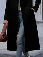 Double - Breasted Longline Overcoat - Charmdeals