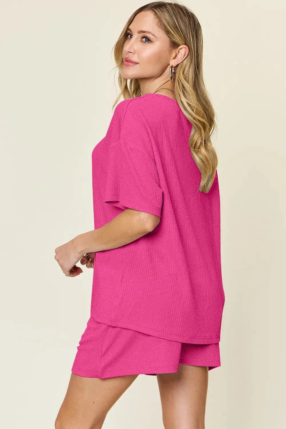 Double Take Basic style Round Neck Solid Set - Charmdeals