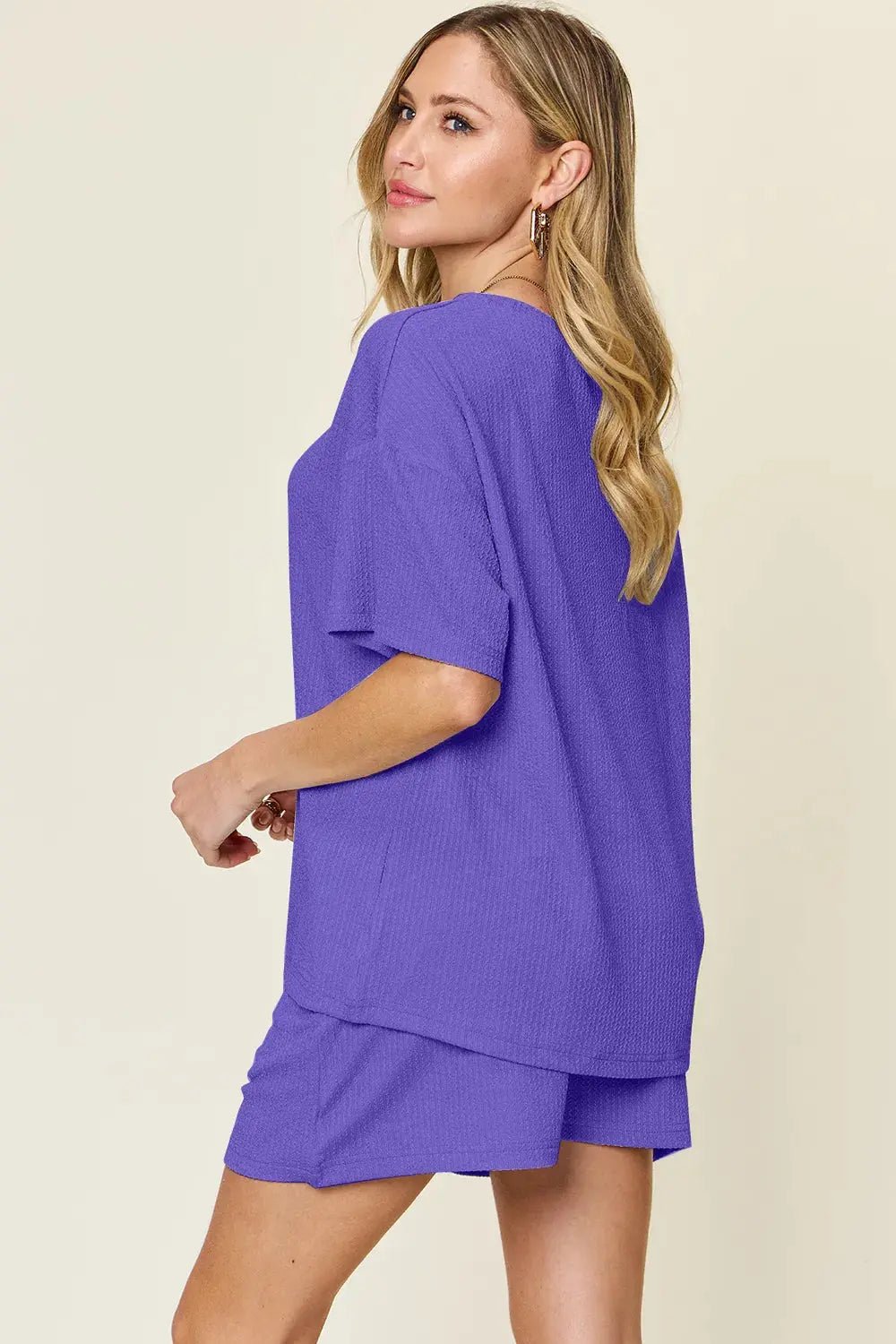 Double Take Basic style Round Neck Solid Set - Charmdeals