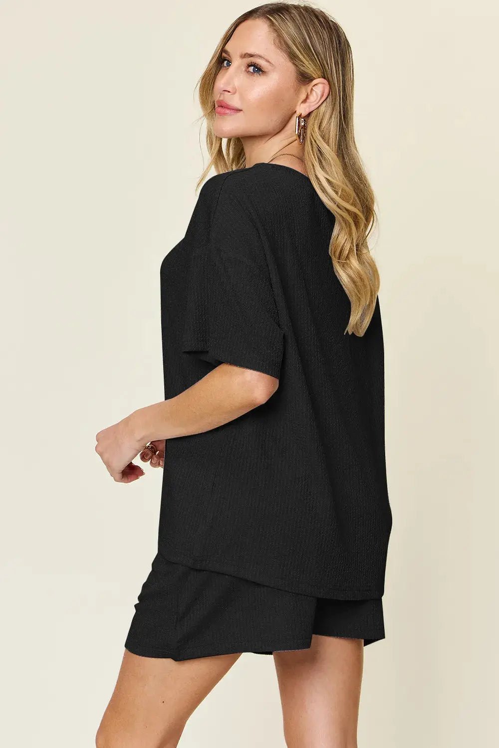 Double Take Basic style Round Neck Solid Set - Charmdeals