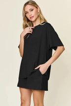 Double Take Basic style Round Neck Solid Set - Charmdeals