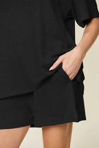 Double Take Basic style Round Neck Solid Set - Charmdeals
