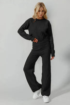 Double Take Full Size Checkered Round Neck Top and Pants Set - Charmdeals