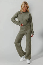 Double Take Full Size Checkered Round Neck Top and Pants Set - Charmdeals