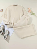Drop Shoulder Zip Up Jacket and Drawstring Pants Active 2pcs Set - Charmdeals