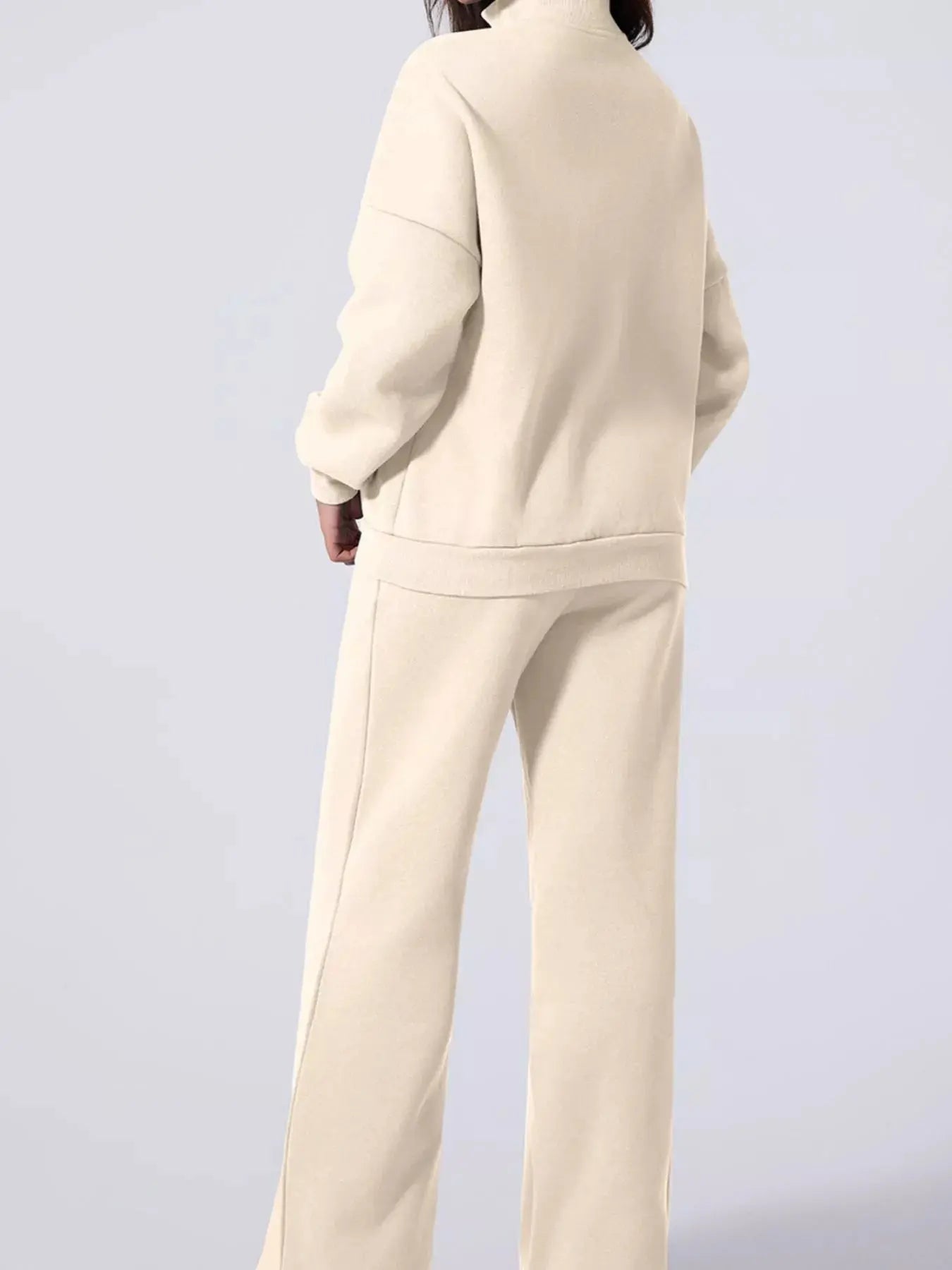 Drop Shoulder Zip Up Jacket and Drawstring Pants Active 2pcs Set - Charmdeals