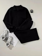 Drop Shoulder Zip Up Jacket and Drawstring Pants Active 2pcs Set - Charmdeals