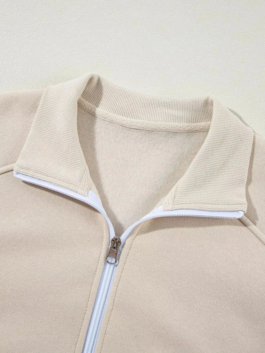 Drop Shoulder Zip Up Jacket and Drawstring Pants Active 2pcs Set - Charmdeals