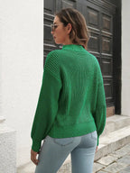 Dropped Shoulder Rib - Knit Sweater - Charmdeals