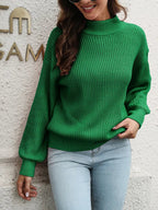 Dropped Shoulder Rib - Knit Sweater - Charmdeals