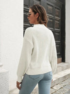 Dropped Shoulder Rib - Knit Sweater - Charmdeals