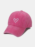 Embroidered Heart Washed Cotton Baseball Cap - Charmdeals