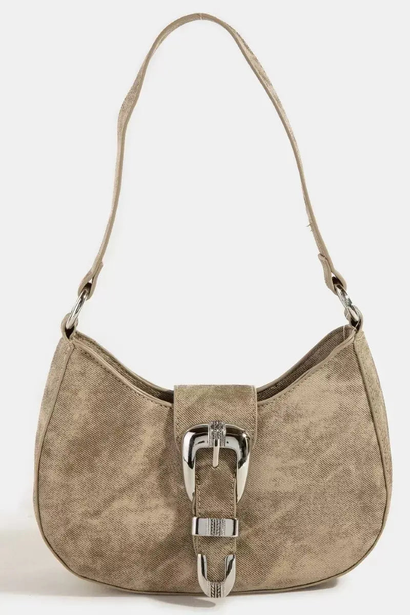 Fame Buckle Detail Hobo Shoulder Bag - Charmdeals