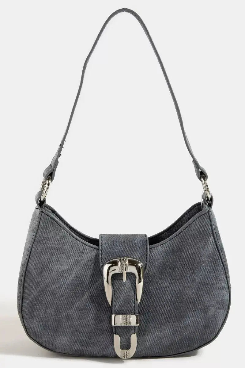 Fame Buckle Detail Hobo Shoulder Bag - Charmdeals