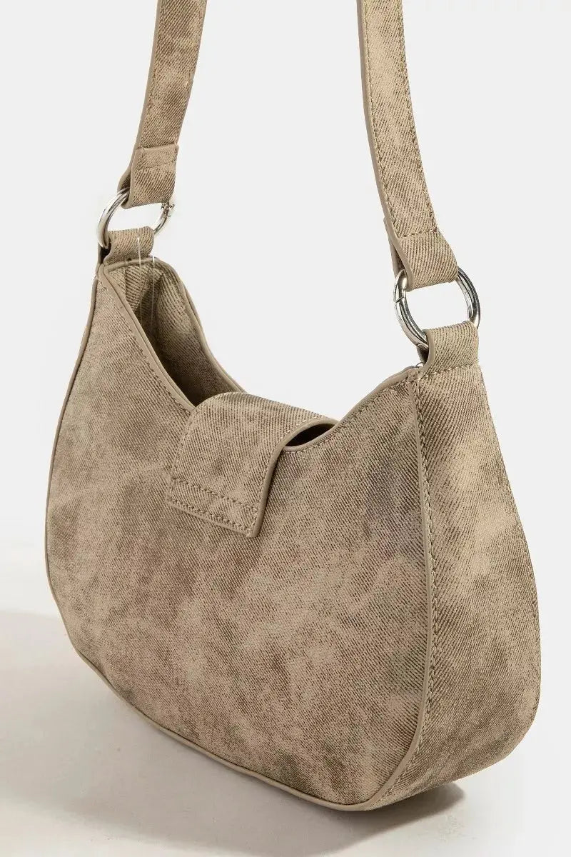 Fame Buckle Detail Hobo Shoulder Bag - Charmdeals