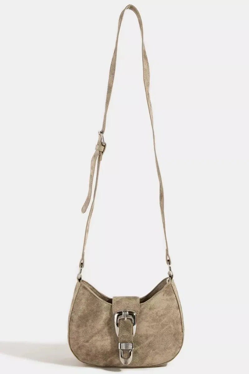 Fame Buckle Detail Hobo Shoulder Bag - Charmdeals