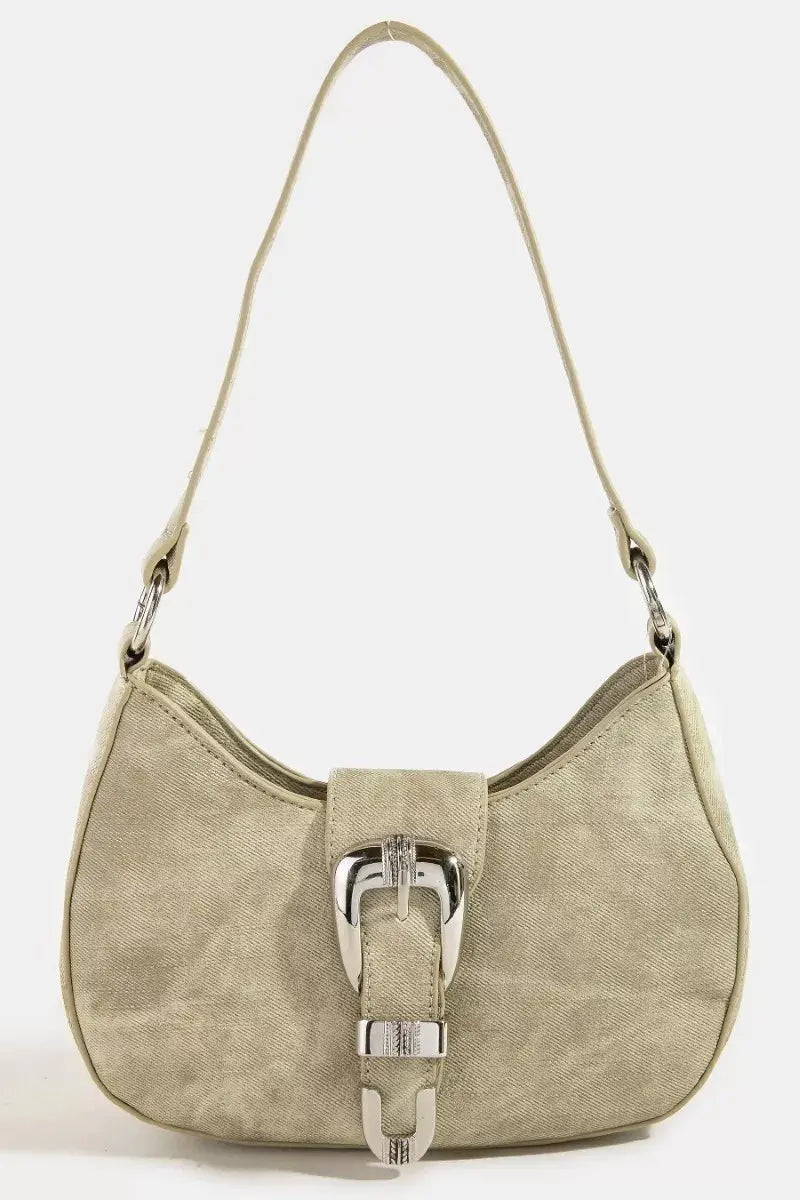 Fame Buckle Detail Hobo Shoulder Bag - Charmdeals