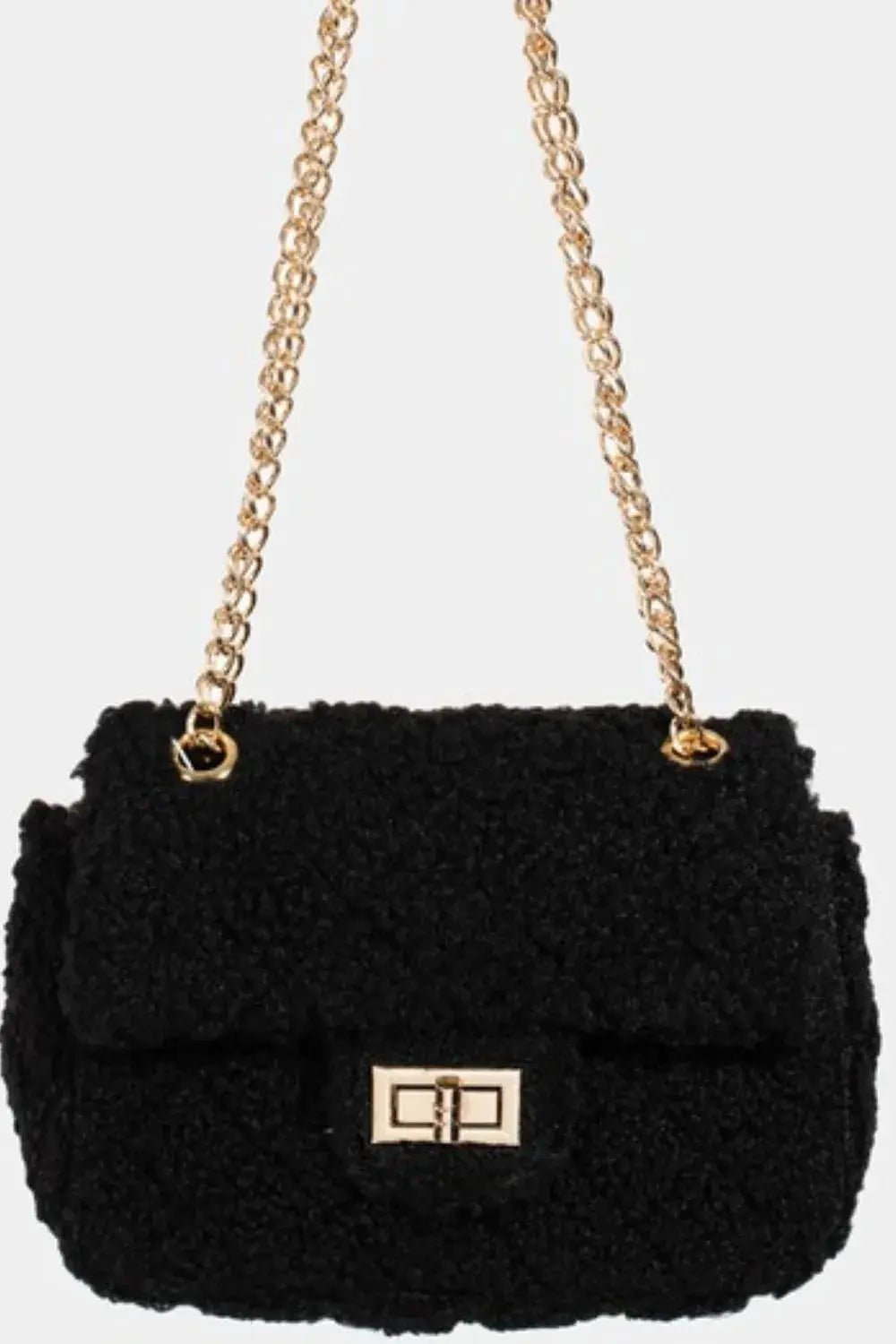 Fame Faux Fur Rectangle Crossbody Bag - Charmdeals