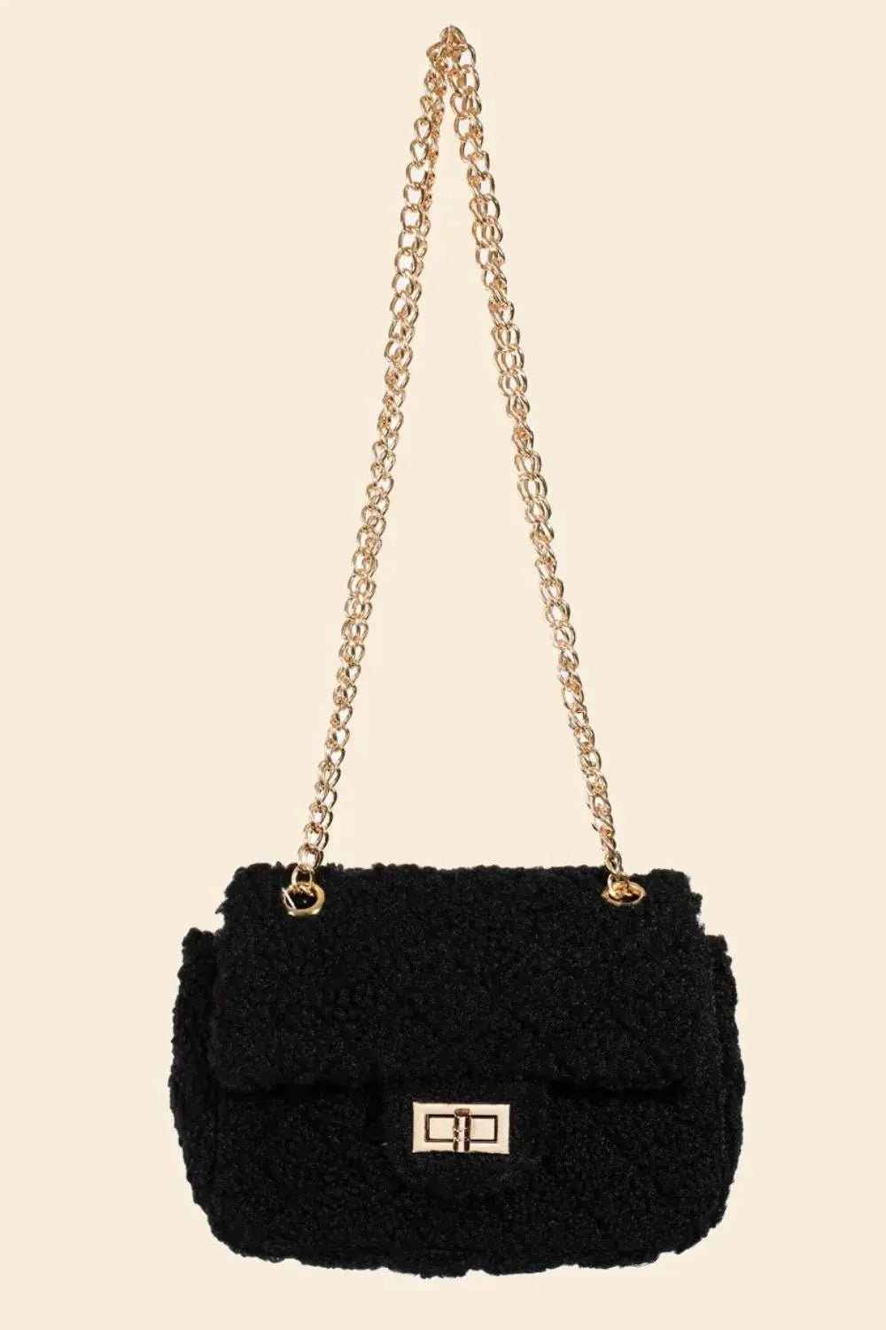 Fame Faux Fur Rectangle Crossbody Bag - Charmdeals