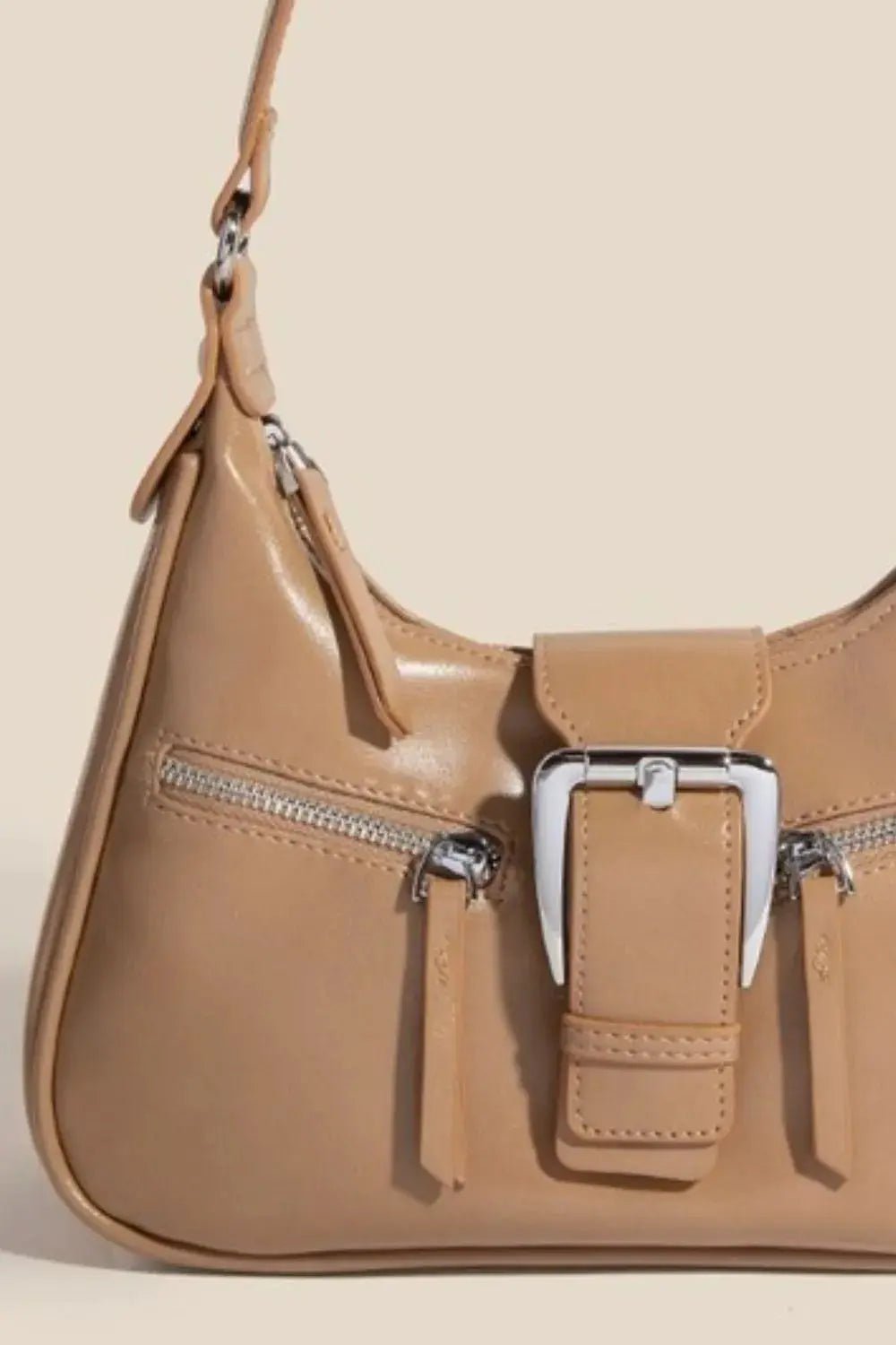 Fame Large Buckle Triple Zipper Hand Bag - Charmdeals