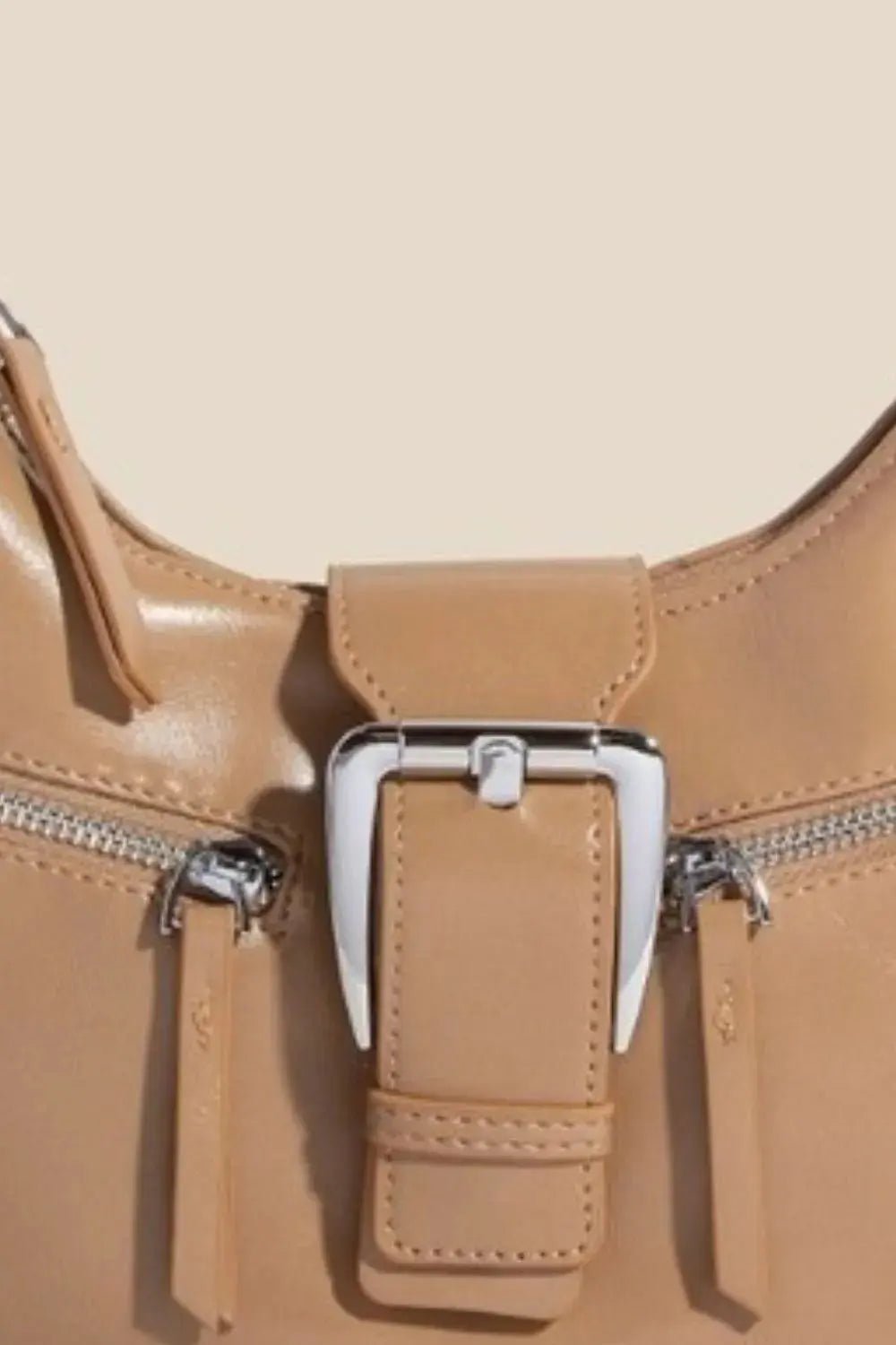 Fame Large Buckle Triple Zipper Hand Bag - Charmdeals