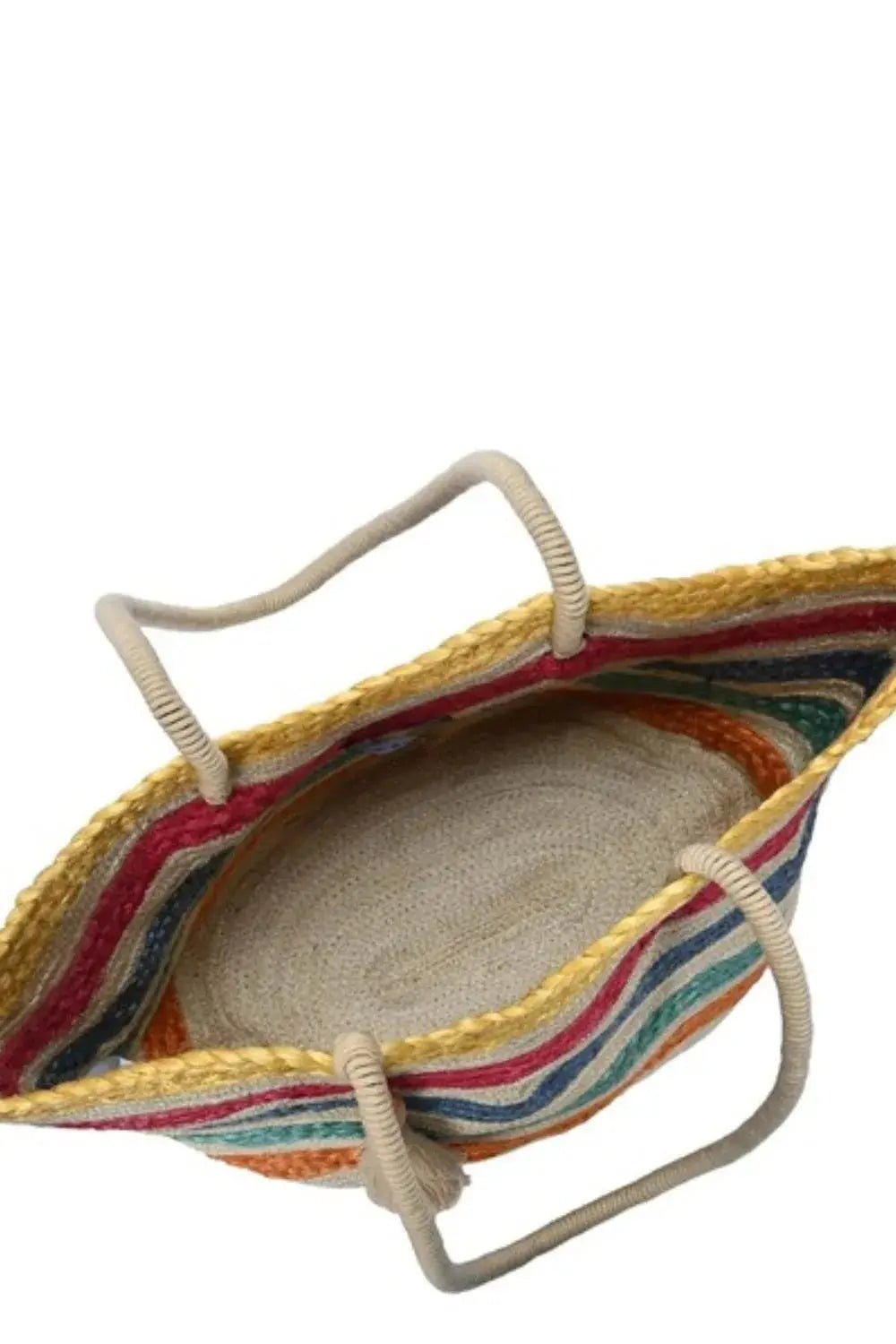 Fame Wavy Rainbow Straw Tote Bag - Charmdeals