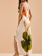Floral Print Single Shoulder Maxi Dress - Charmdeals