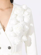 Flower Long Sleeve Blazer and Pants Set - Charmdeals