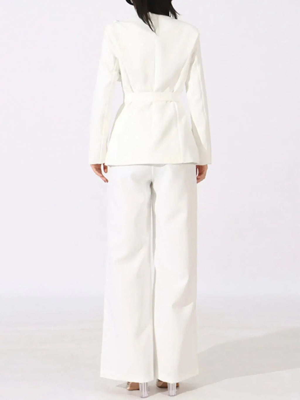 Flower Long Sleeve Blazer and Pants Set - Charmdeals