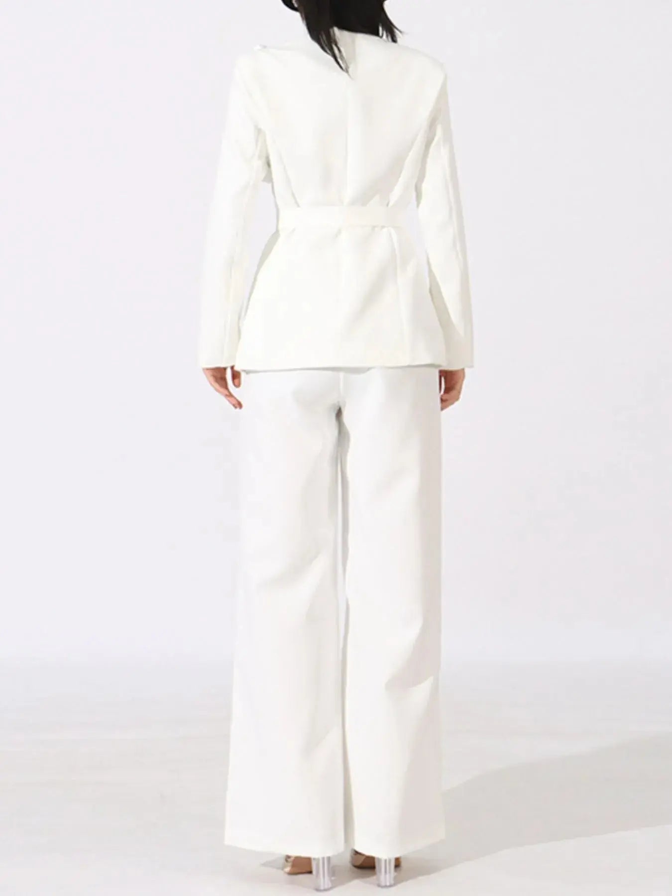 Flower Long Sleeve Blazer and Pants Set - Charmdeals