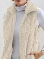 Full Size Cozy Faux Fur Zip - Up Vest Coat Plus Size - Charmdeals